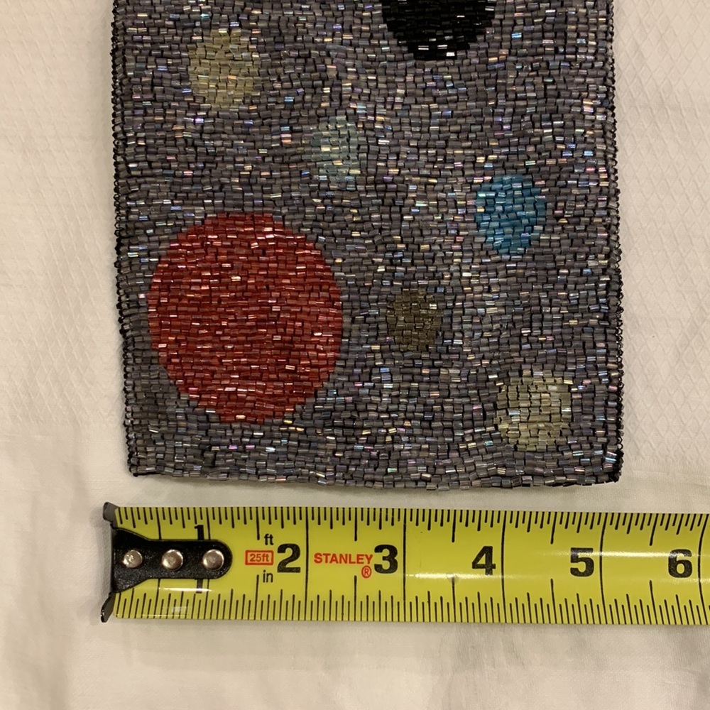 Beaded small colorful Mandela polka dot evening bag with double handle - Picture 8 of 8